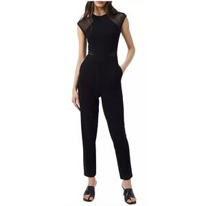 French Connection Womens Viven Mesh Panel Jumpsuit Black Size 6 New